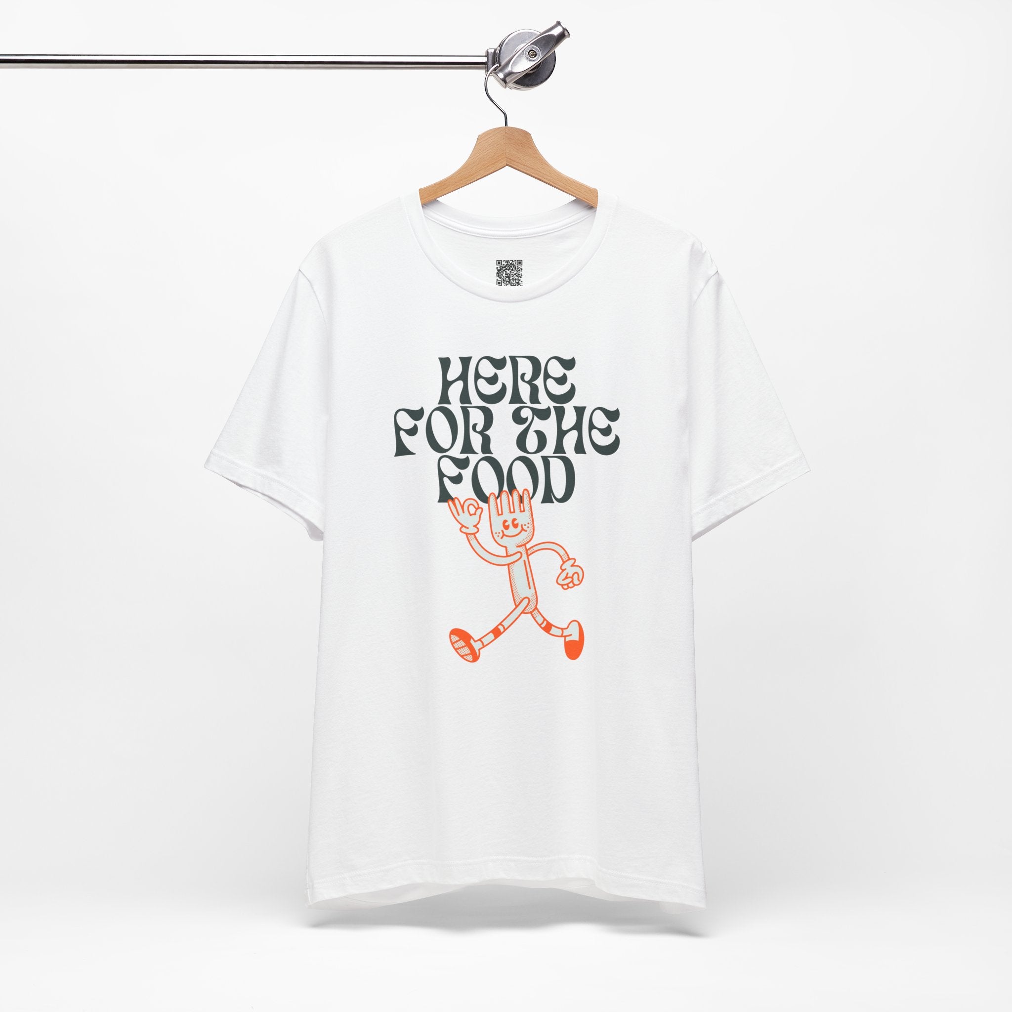 Here for the Food T-Shirt – Retro Funny Fork Character Thanksgiving Tee