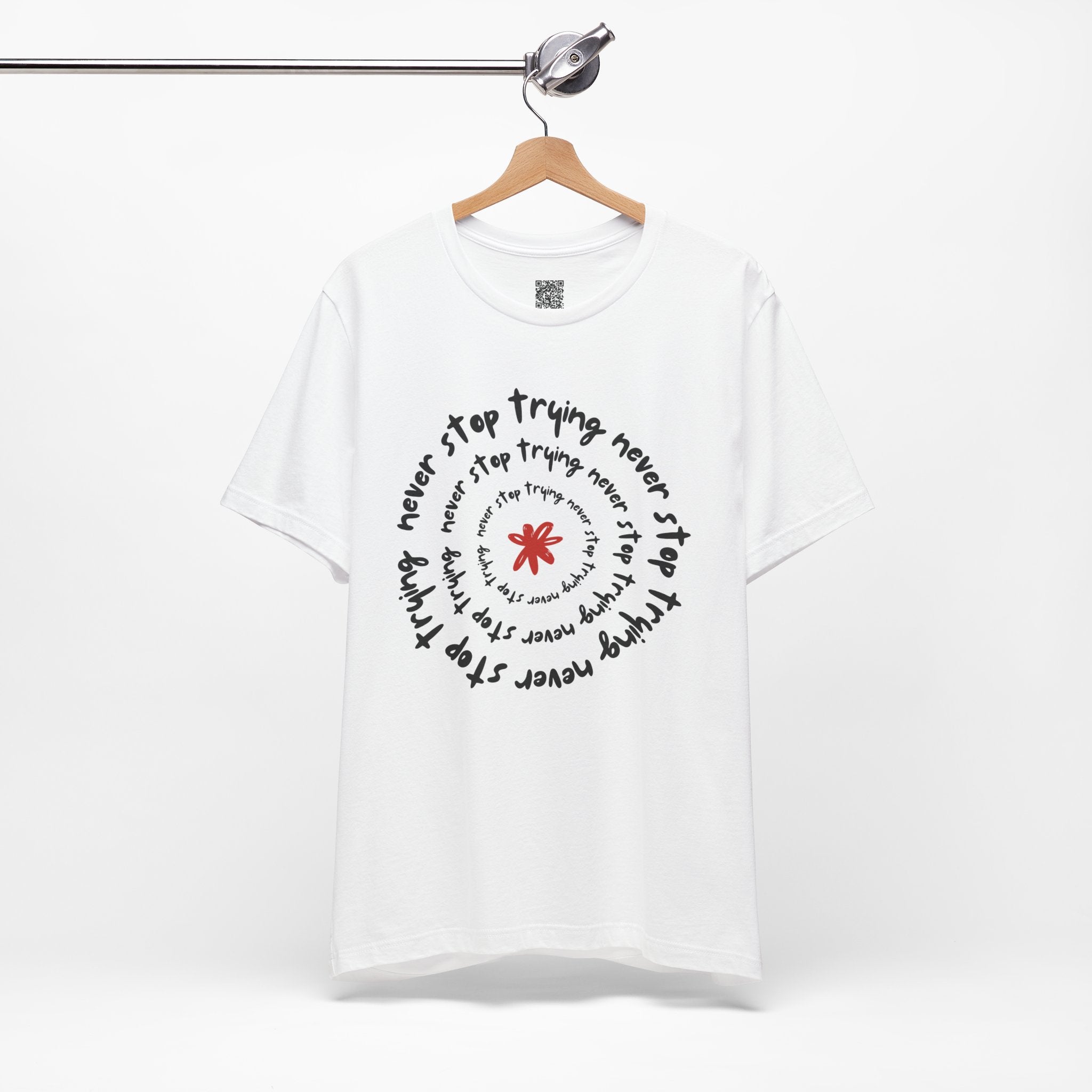 Never Stop Trying – Spiral Motivational Flower Design