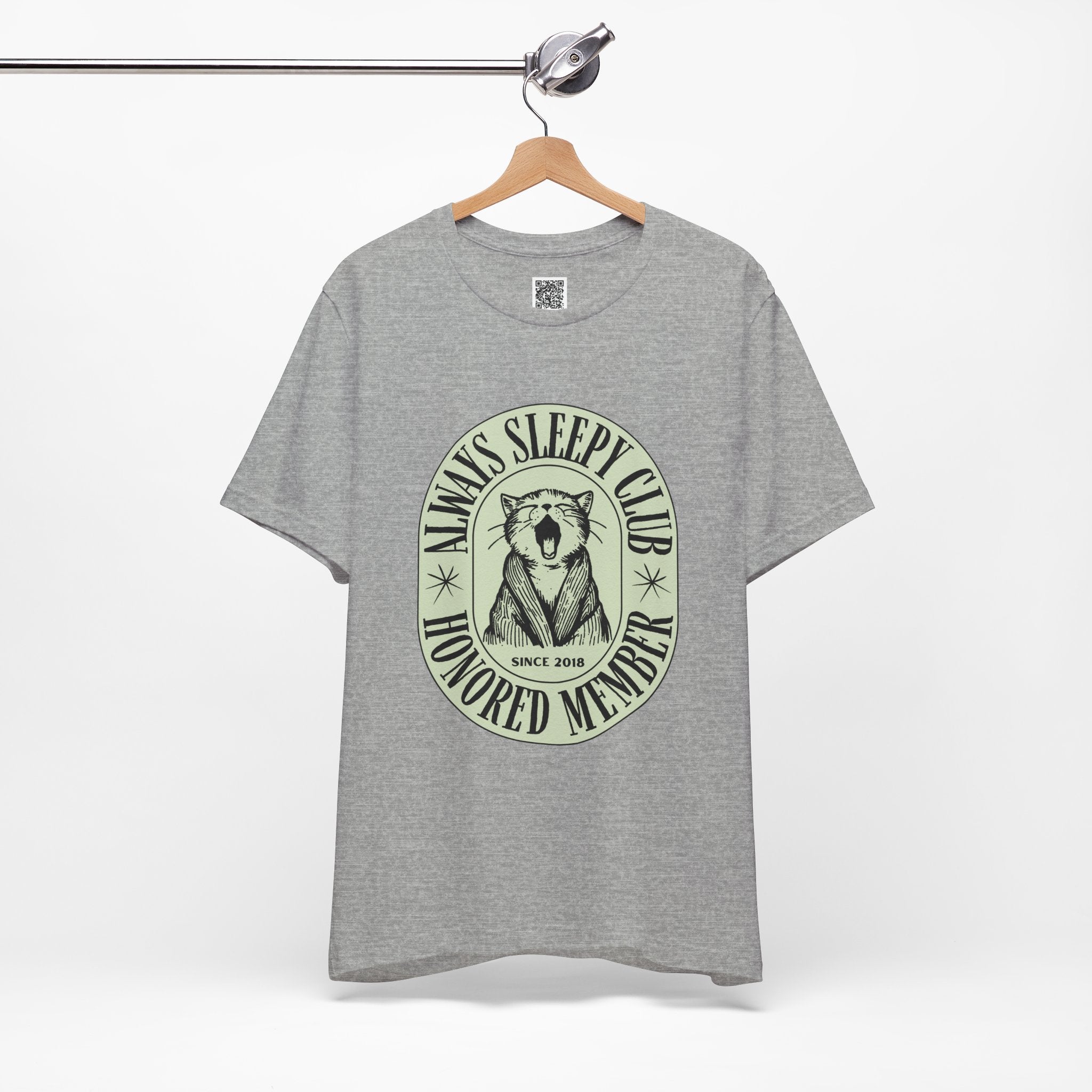 Always Sleepy Club T-Shirt – Funny Yawning Cat Tee for Nap Lovers & Lazy Day Vibes