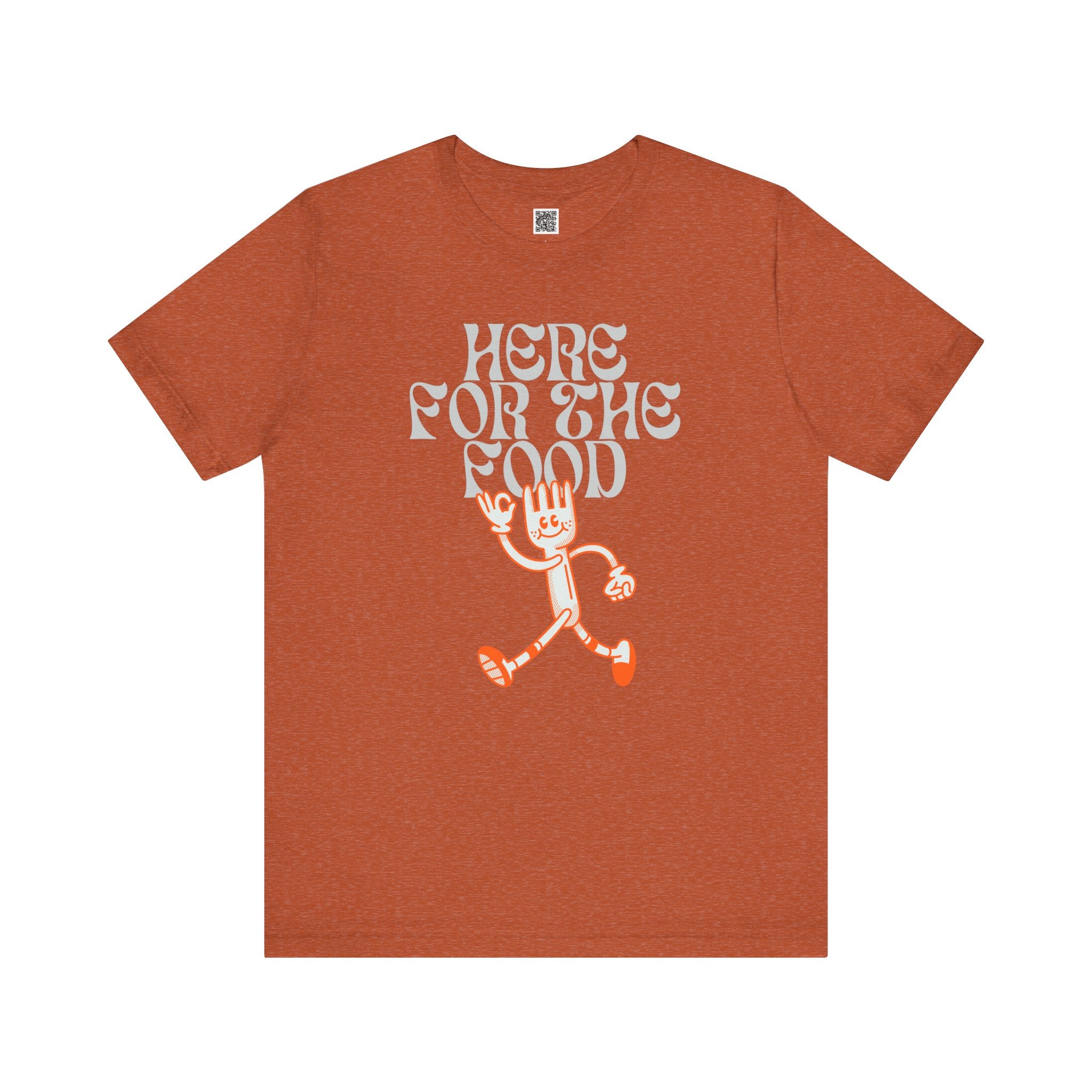 Here for the Food T-Shirt – Retro Funny Fork Character Thanksgiving Tee