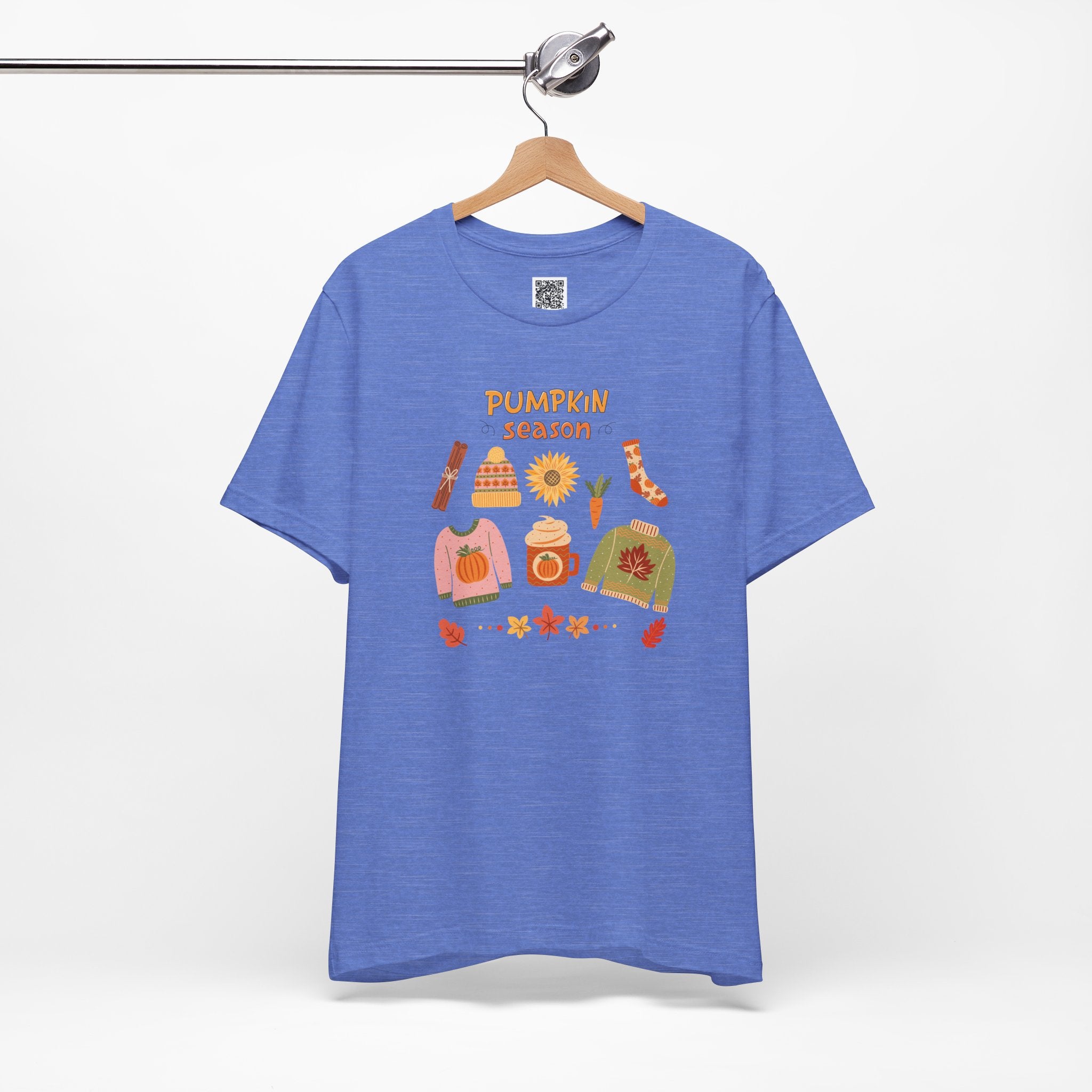 Pumpkin Season T-Shirt – Cozy Fall Graphic Tee with Autumn Sweaters, Latte, and Harvest Icons