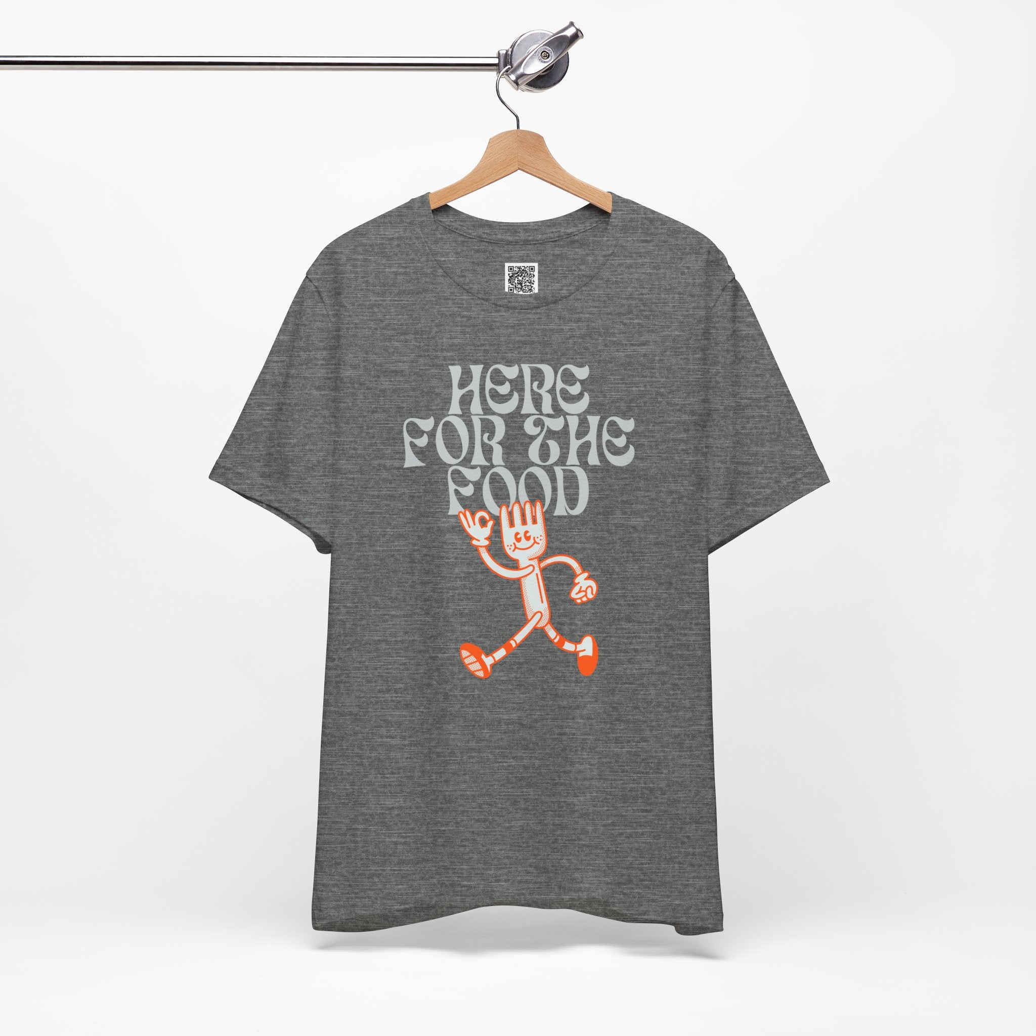 Here for the Food T-Shirt – Retro Funny Fork Character Thanksgiving Tee