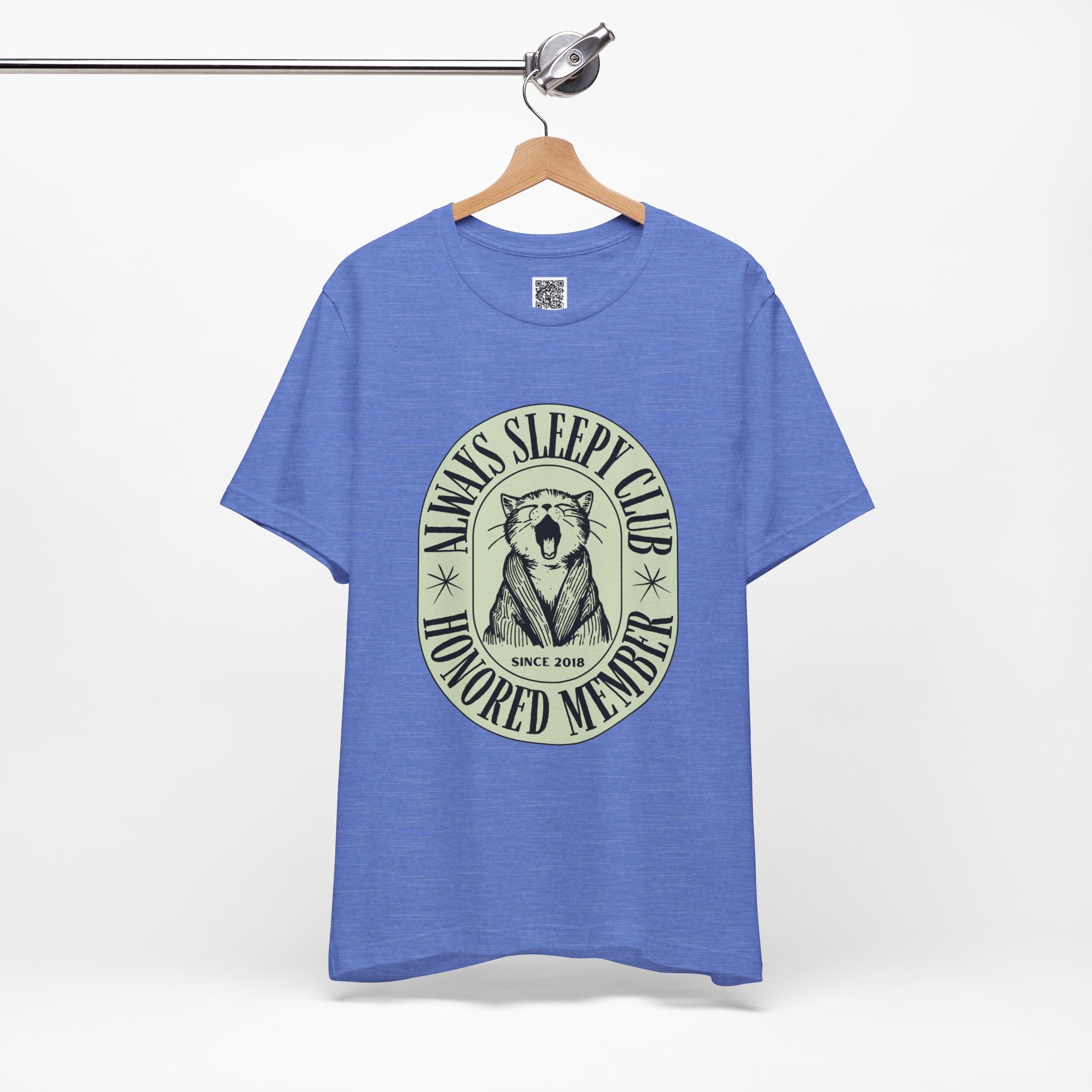 Always Sleepy Club T-Shirt – Funny Yawning Cat Tee for Nap Lovers & Lazy Day Vibes