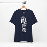Get Out Hiking Bootprint T-Shirt – Outdoor Adventure Trail Tee with Mountain Wilderness Design