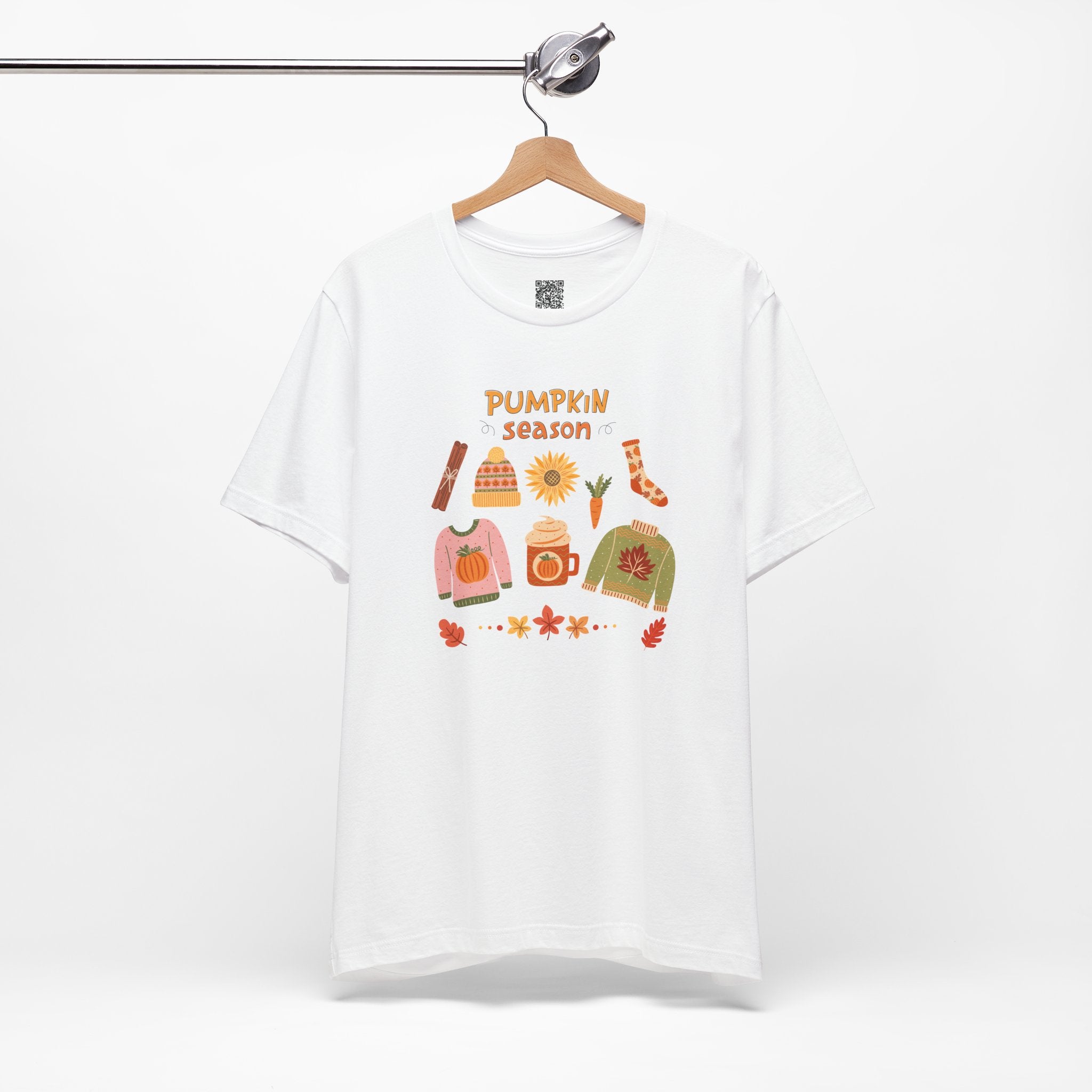 Pumpkin Season T-Shirt – Cozy Fall Graphic Tee with Autumn Sweaters, Latte, and Harvest Icons