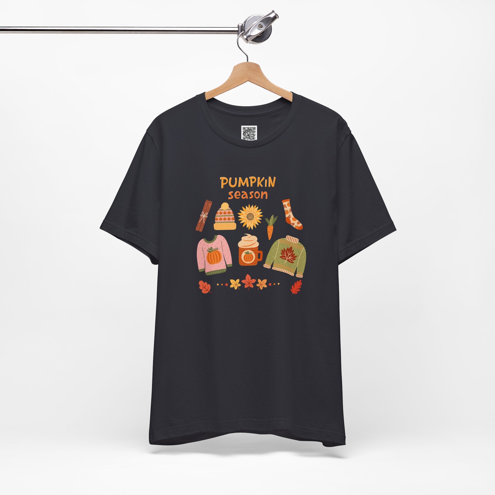 Pumpkin Season T-Shirt – Cozy Fall Graphic Tee with Autumn Sweaters, Latte, and Harvest Icons