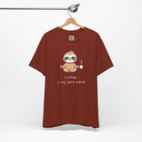 Zen Sloth Coffee T-Shirt – Meditating Sloth Tee for Relaxed Mornings & Mindful Vibes