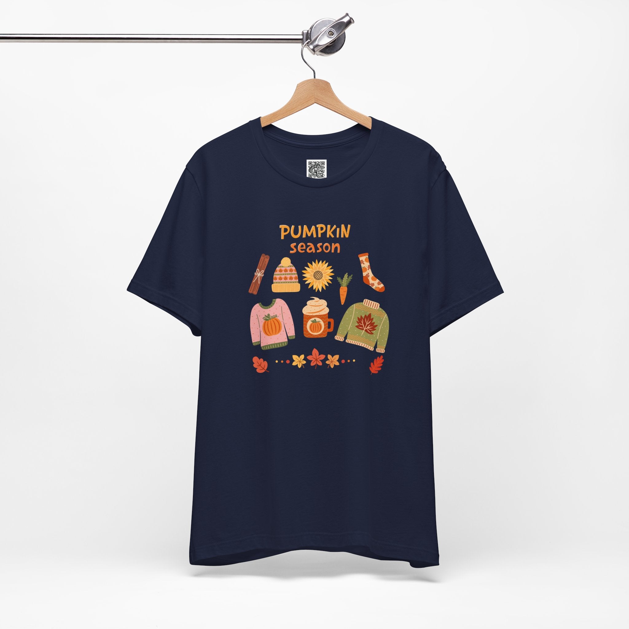 Pumpkin Season T-Shirt – Cozy Fall Graphic Tee with Autumn Sweaters, Latte, and Harvest Icons
