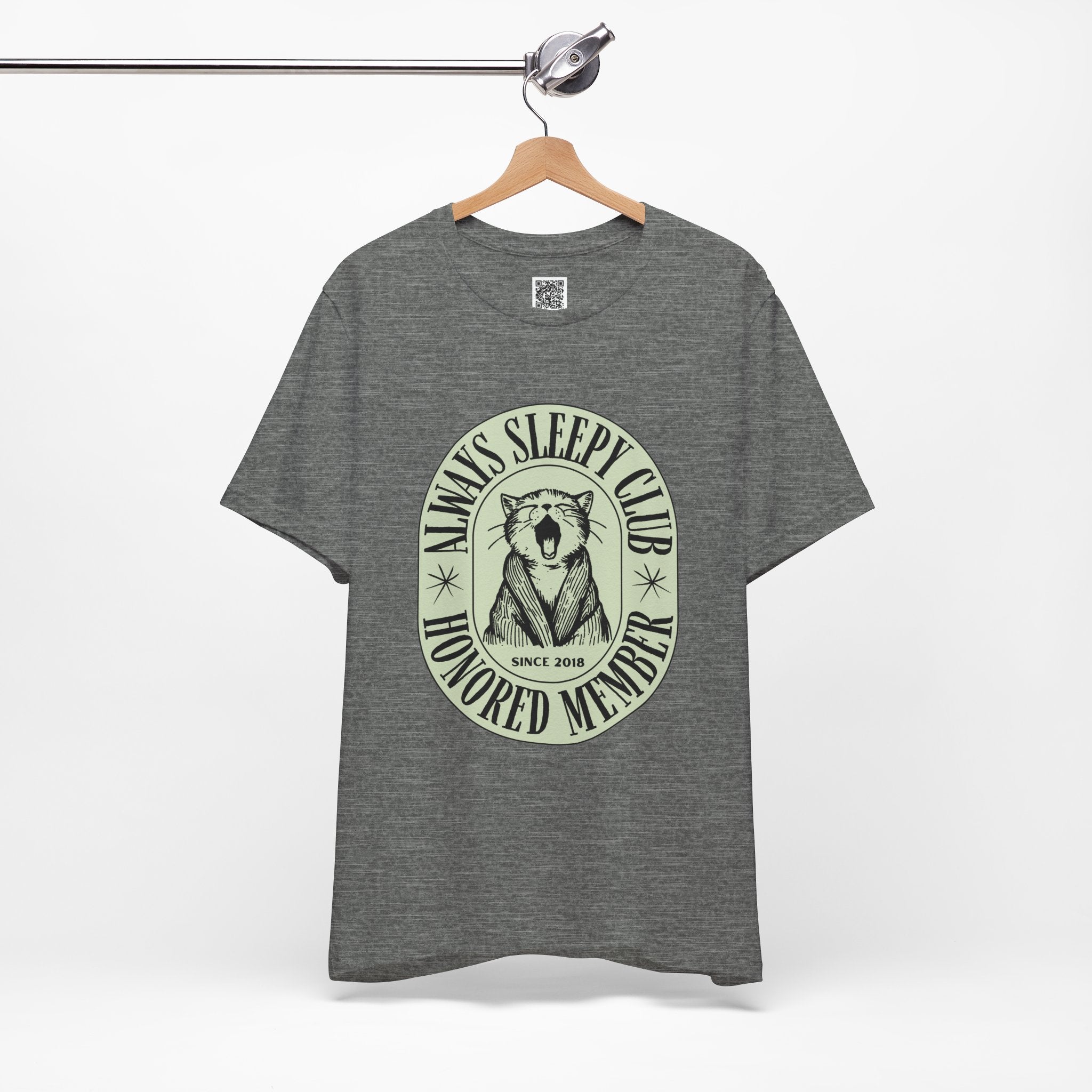 Always Sleepy Club T-Shirt – Funny Yawning Cat Tee for Nap Lovers & Lazy Day Vibes