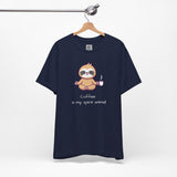 Zen Sloth Coffee T-Shirt – Meditating Sloth Tee for Relaxed Mornings & Mindful Vibes