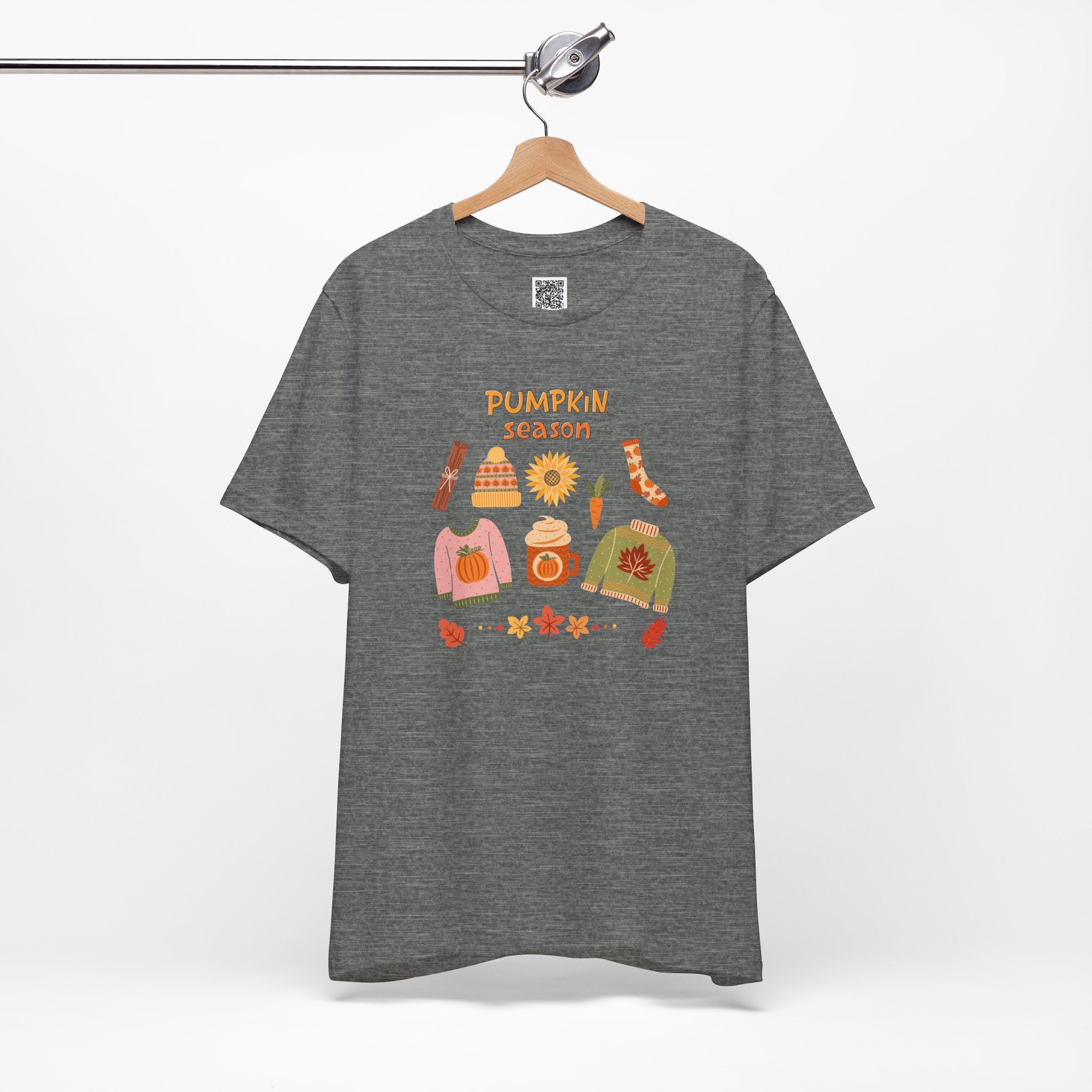 Pumpkin Season T-Shirt – Cozy Fall Graphic Tee with Autumn Sweaters, Latte, and Harvest Icons