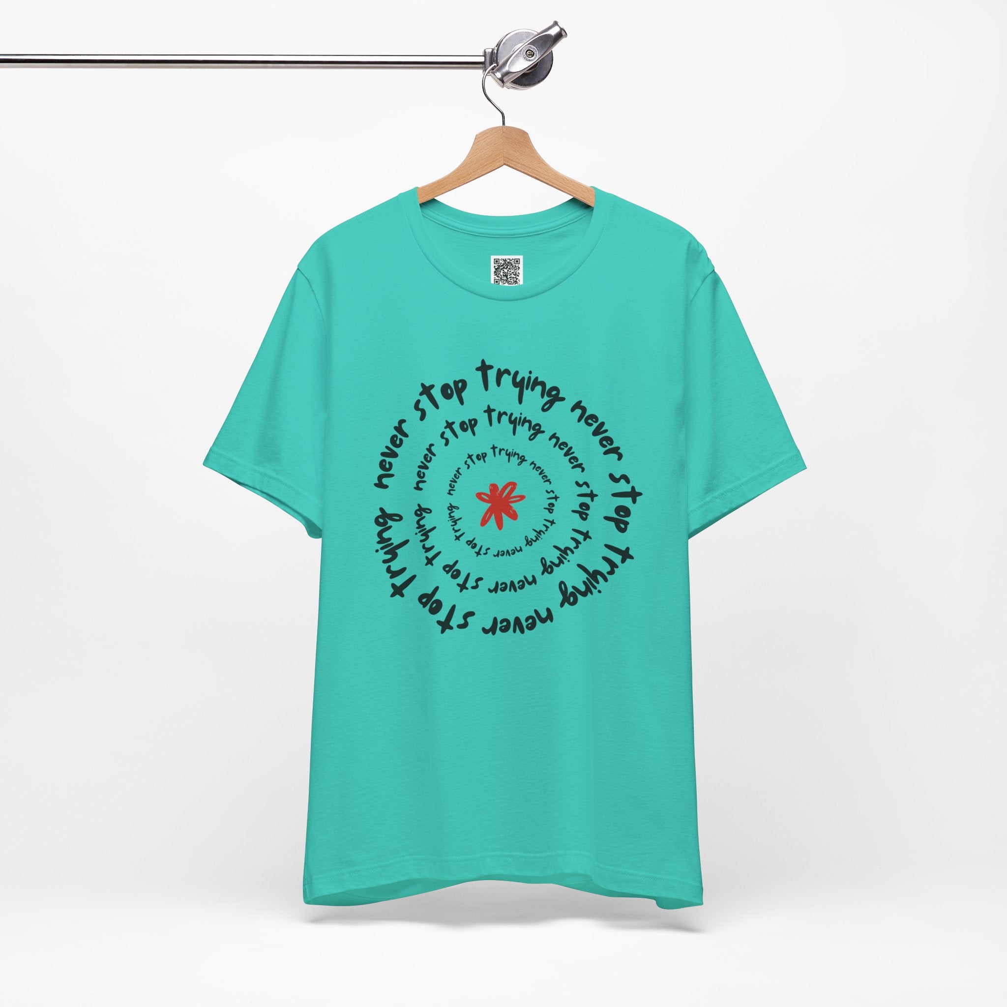 Never Stop Trying – Spiral Motivational Flower Design