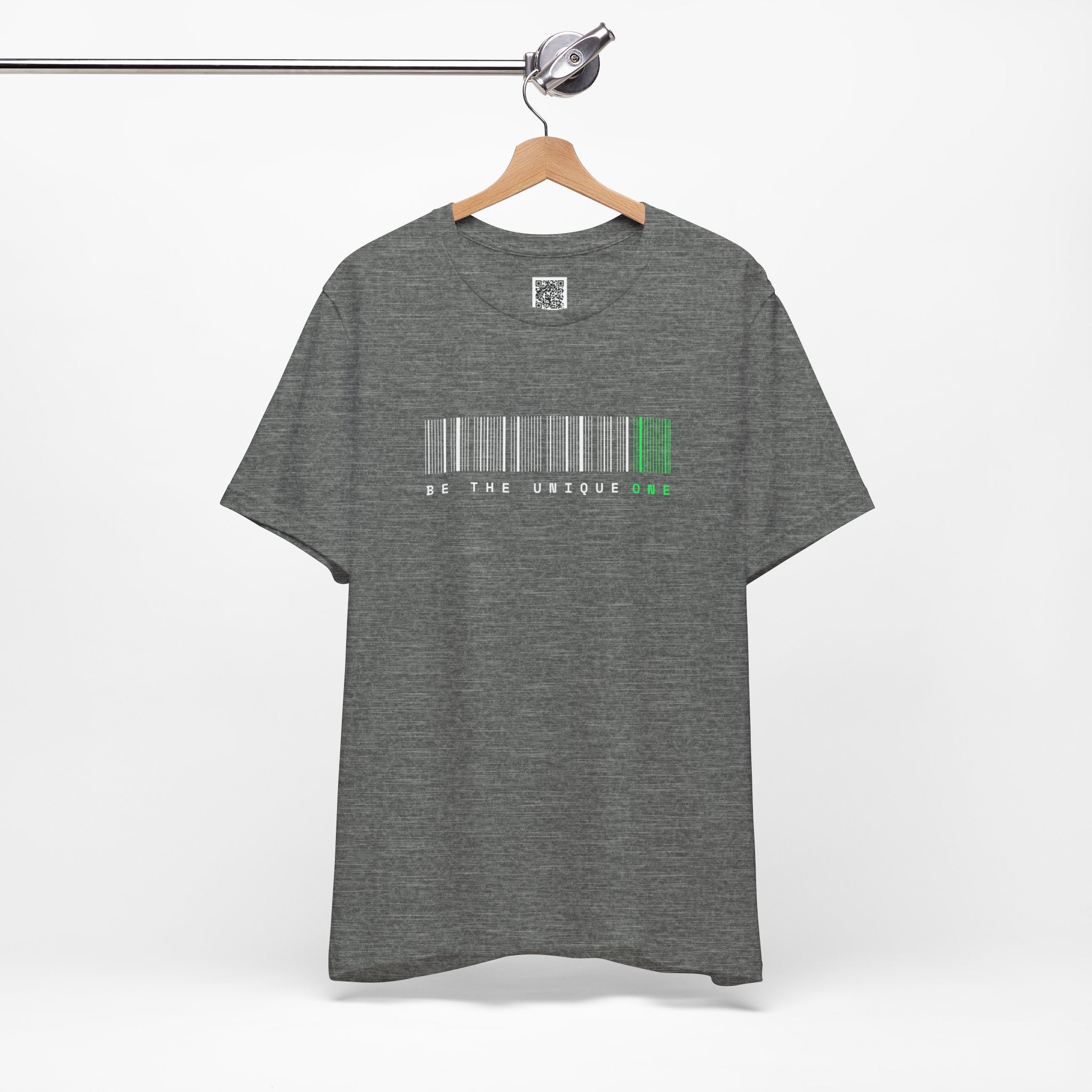 Be The Unique One T-Shirt – Minimalist Barcode Graphic Tee for Free Thinkers & Nonconformists