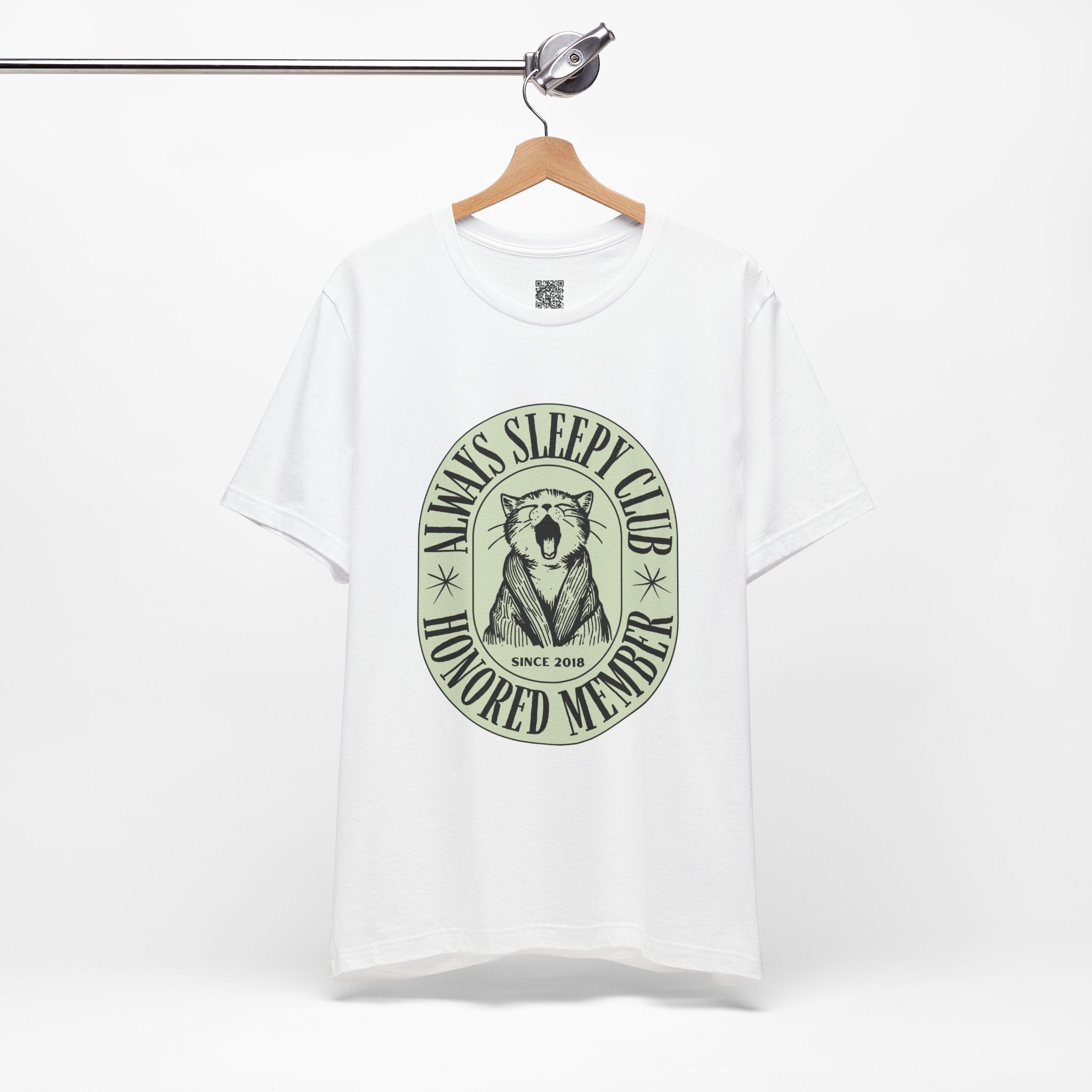 Always Sleepy Club T-Shirt – Funny Yawning Cat Tee for Nap Lovers & Lazy Day Vibes
