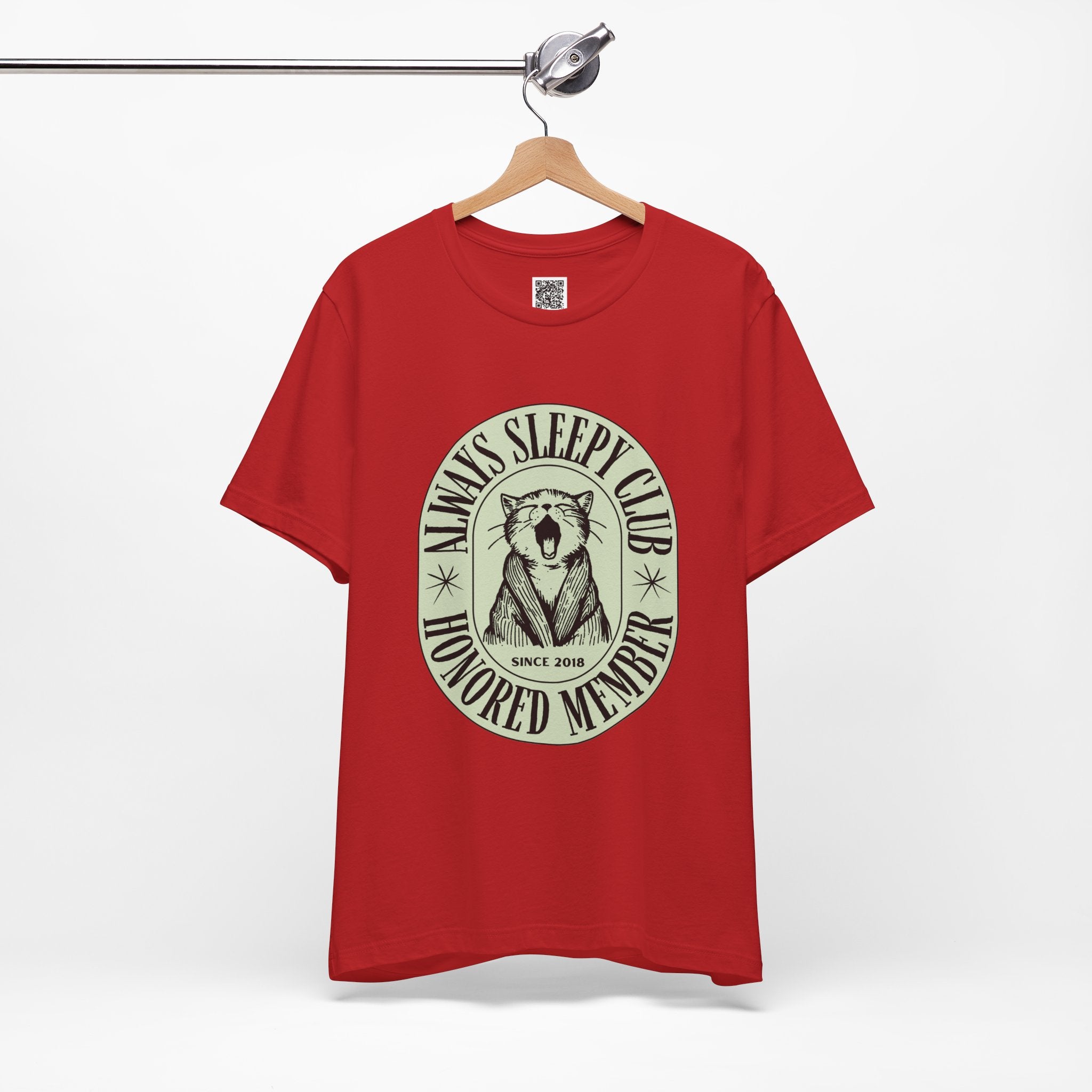 Always Sleepy Club T-Shirt – Funny Yawning Cat Tee for Nap Lovers & Lazy Day Vibes