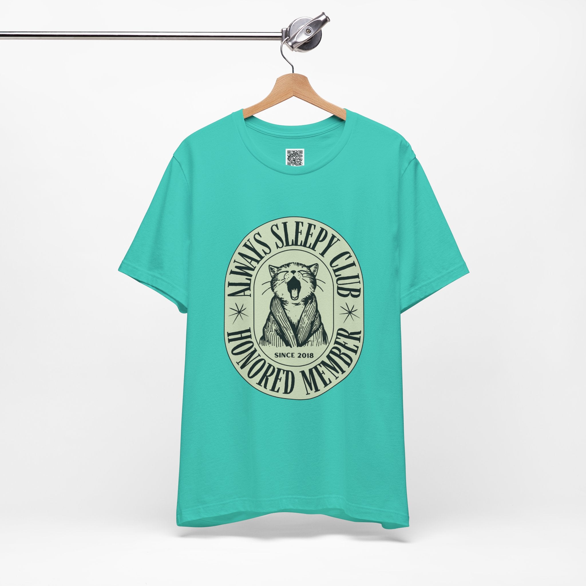 Always Sleepy Club T-Shirt – Funny Yawning Cat Tee for Nap Lovers & Lazy Day Vibes