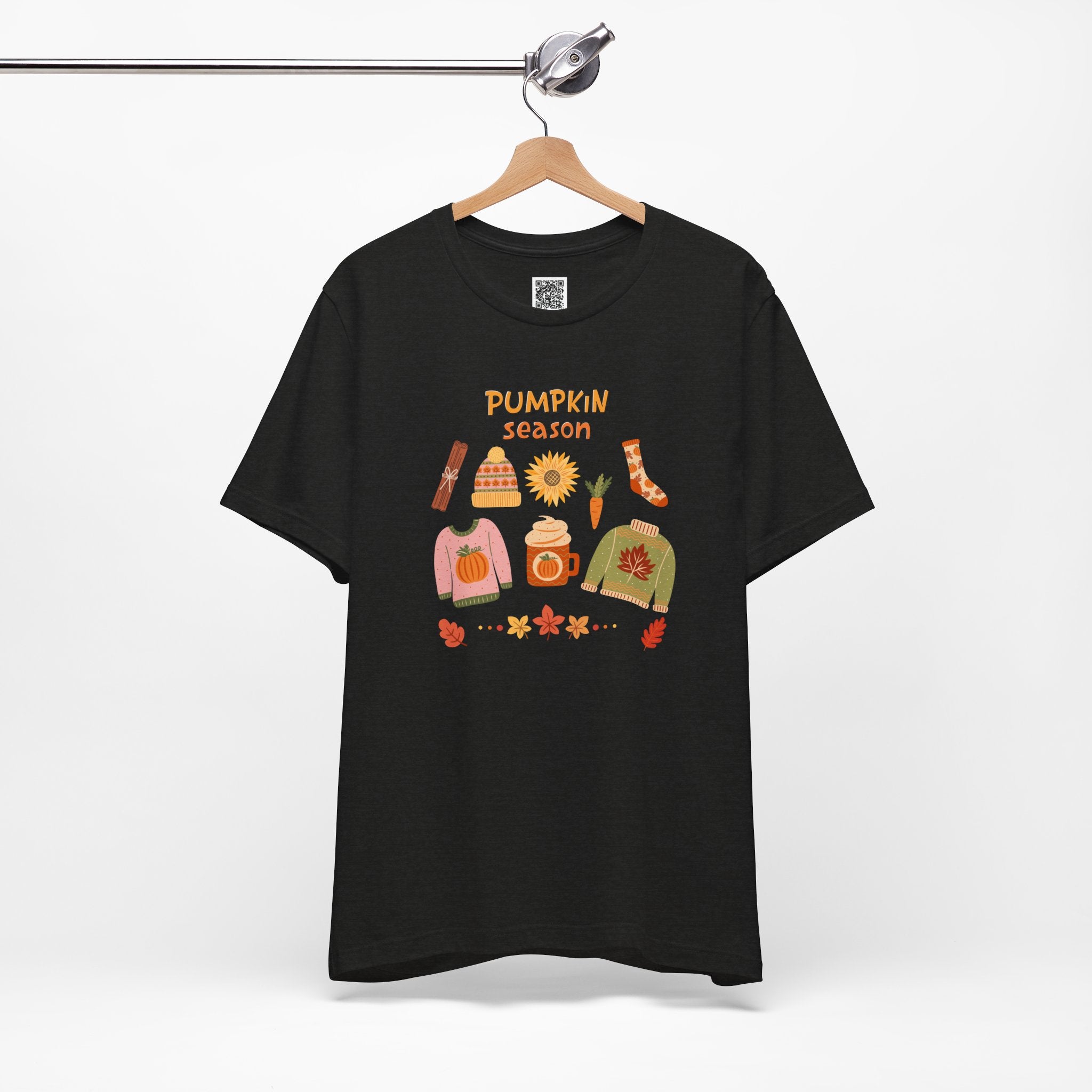 Pumpkin Season T-Shirt – Cozy Fall Graphic Tee with Autumn Sweaters, Latte, and Harvest Icons