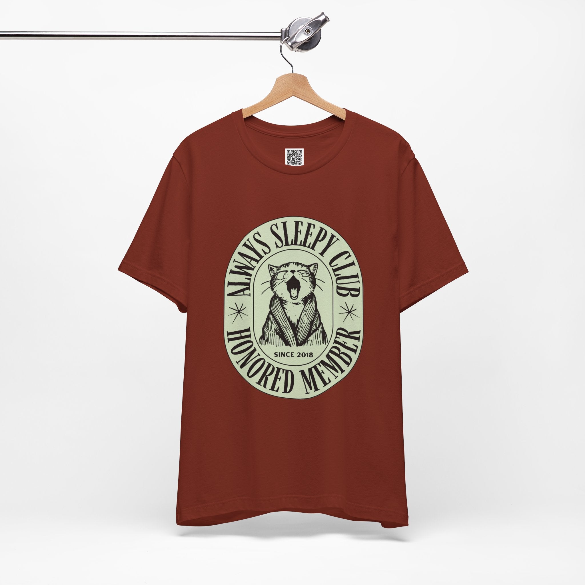 Always Sleepy Club T-Shirt – Funny Yawning Cat Tee for Nap Lovers & Lazy Day Vibes
